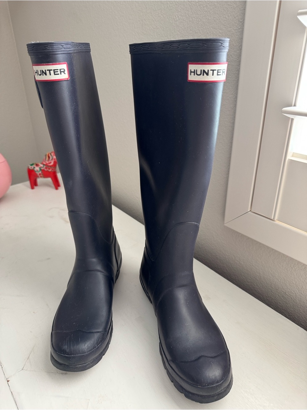 Tall Navy Blue Hunter Rain Boots